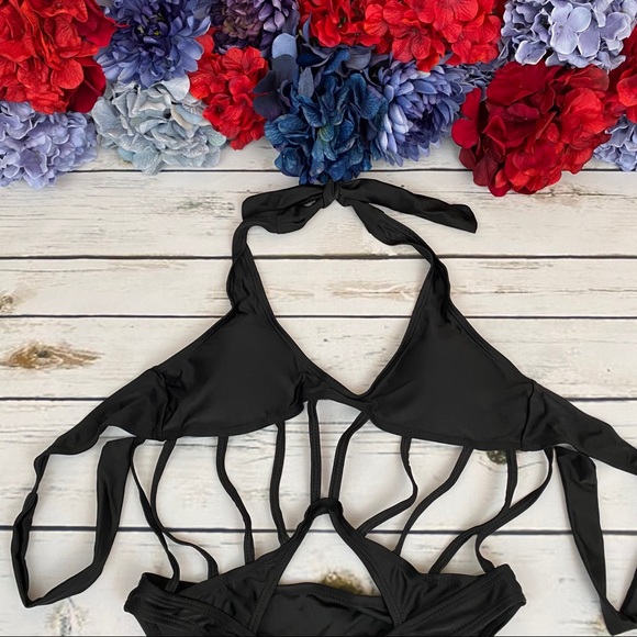 Sexy Black Hollowed Out Bandage Monokini - Picture 7 of 13